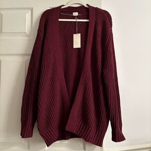 A New Day Burgundy Open Knit Cardigan